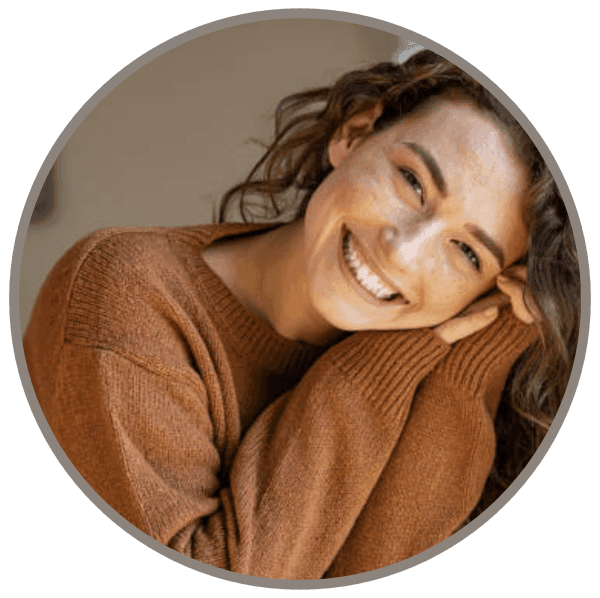 Happy woman using Bauchgefühl